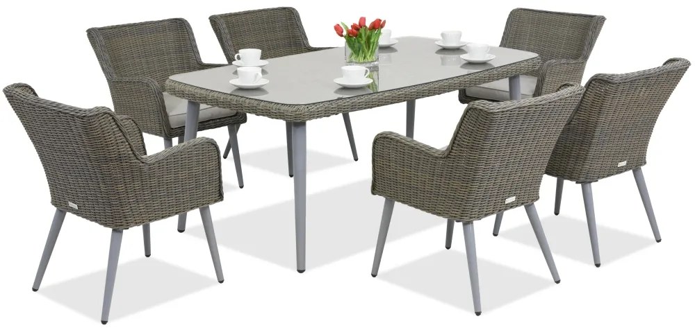 Garden Point Cordoba exkluzív 6 személyes technorattán kerti bútorok, szürke