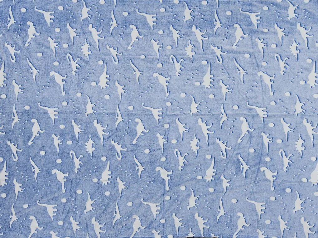 DINO BLUE kék világító mikroflanel takaró 150x200 cm