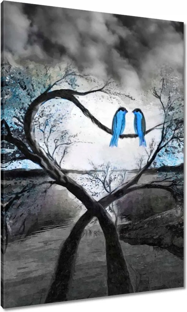 Vászonkép 70x100 Fa ágak Madárkák