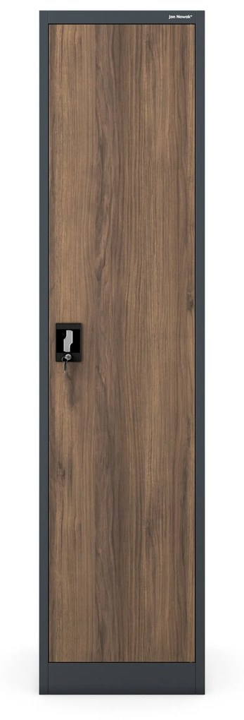 Fém iratszekrény ALEX, 450 x 1850 x 400 mm, Eco Design: antracit/ dió