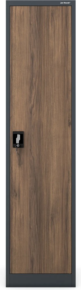 Fém irodai iratszekrény, antracit/dió, 450x1850x400 mm: ALEX Eco Design