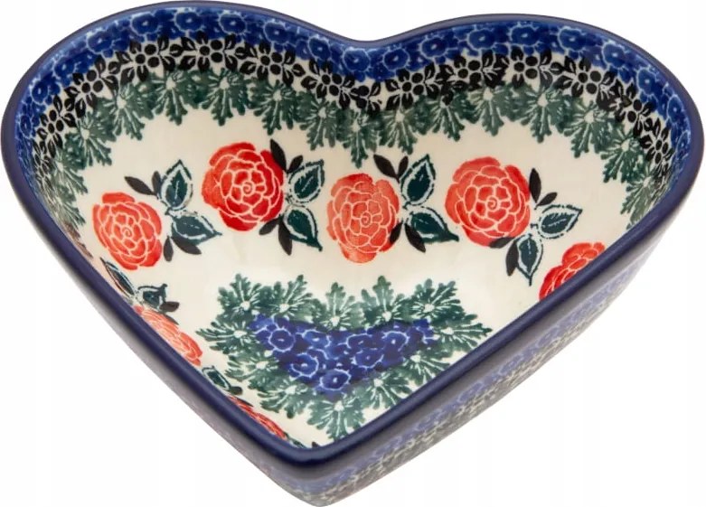 Tál Szív Tároló 17 cm Kerámia Bolesławiec