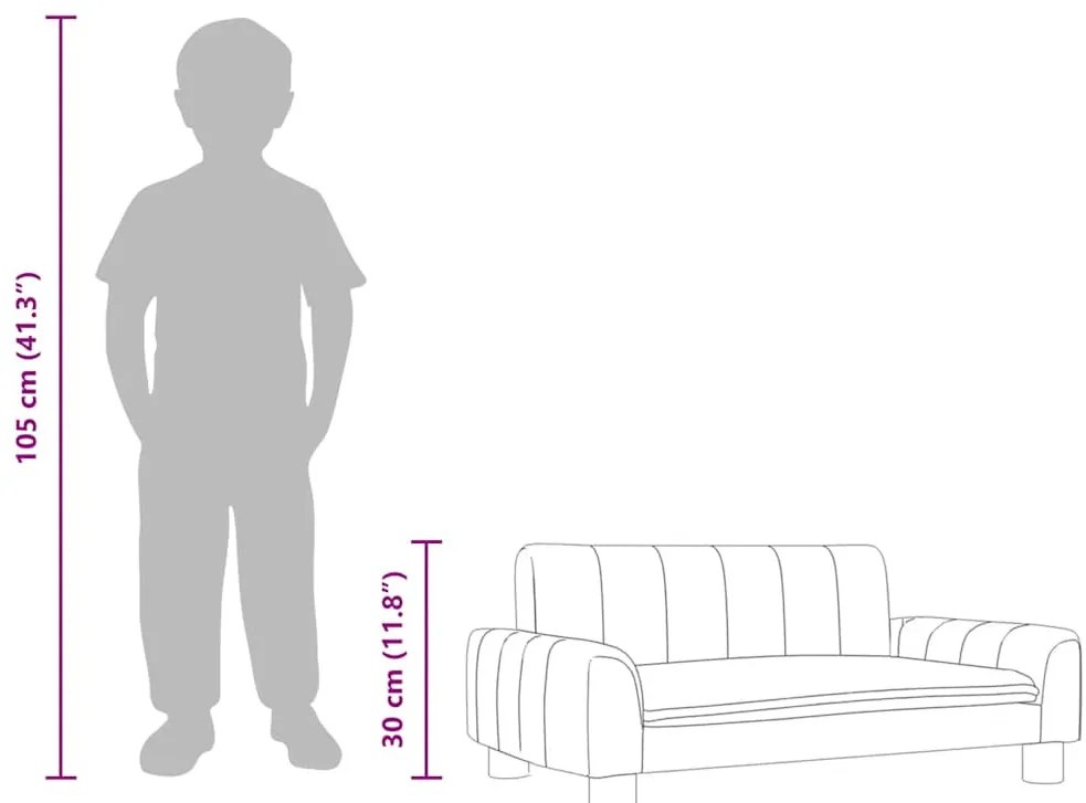 tópszínű gyerek szövetkanapé 70 x 45 x 30 cm