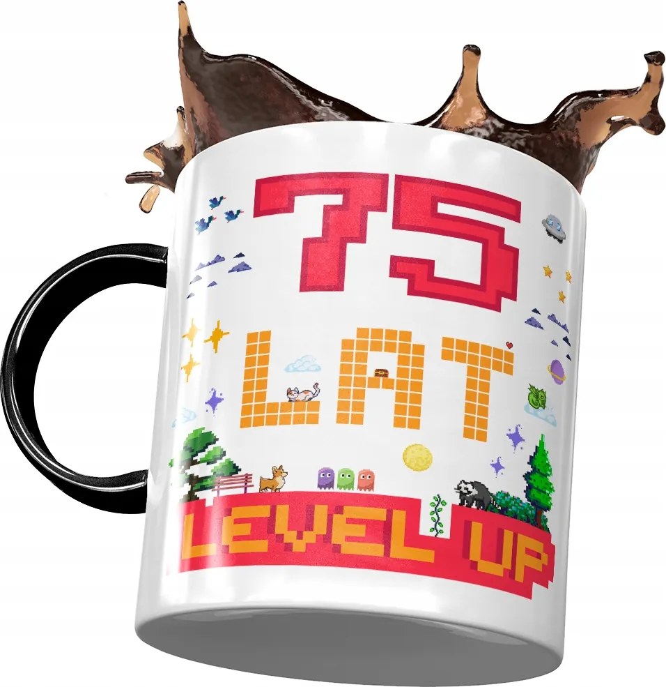 Fekete Bögre Születésnapra 75 75-es 75-ös Ajándék Nyomtatott Fotóval