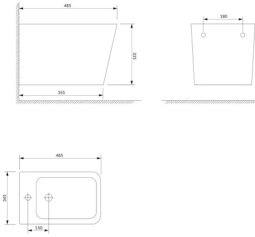 OMNIRES FONTANABIBP - Falra szerelhető bidé FONTANA kerámia/fényes fehér