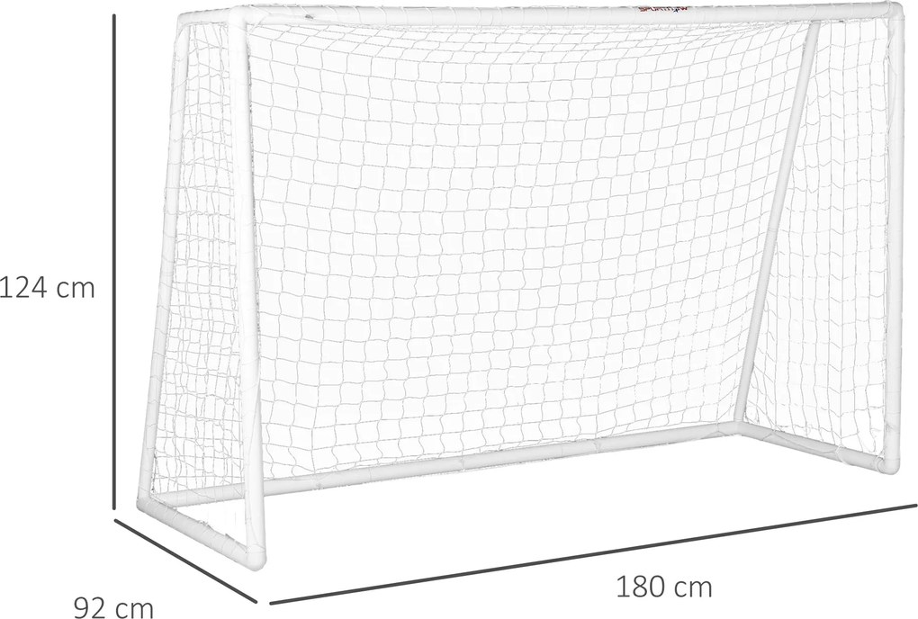 SPORTNOW Foci Kapu 2.4 x 1.8 m Hálóval, Hordozható Foci Keret Kertbe vagy Parkba, Edző Kapu, PVC Rúd és Földbe Verhető Cölöpök, Gyors Összeszerelés, F