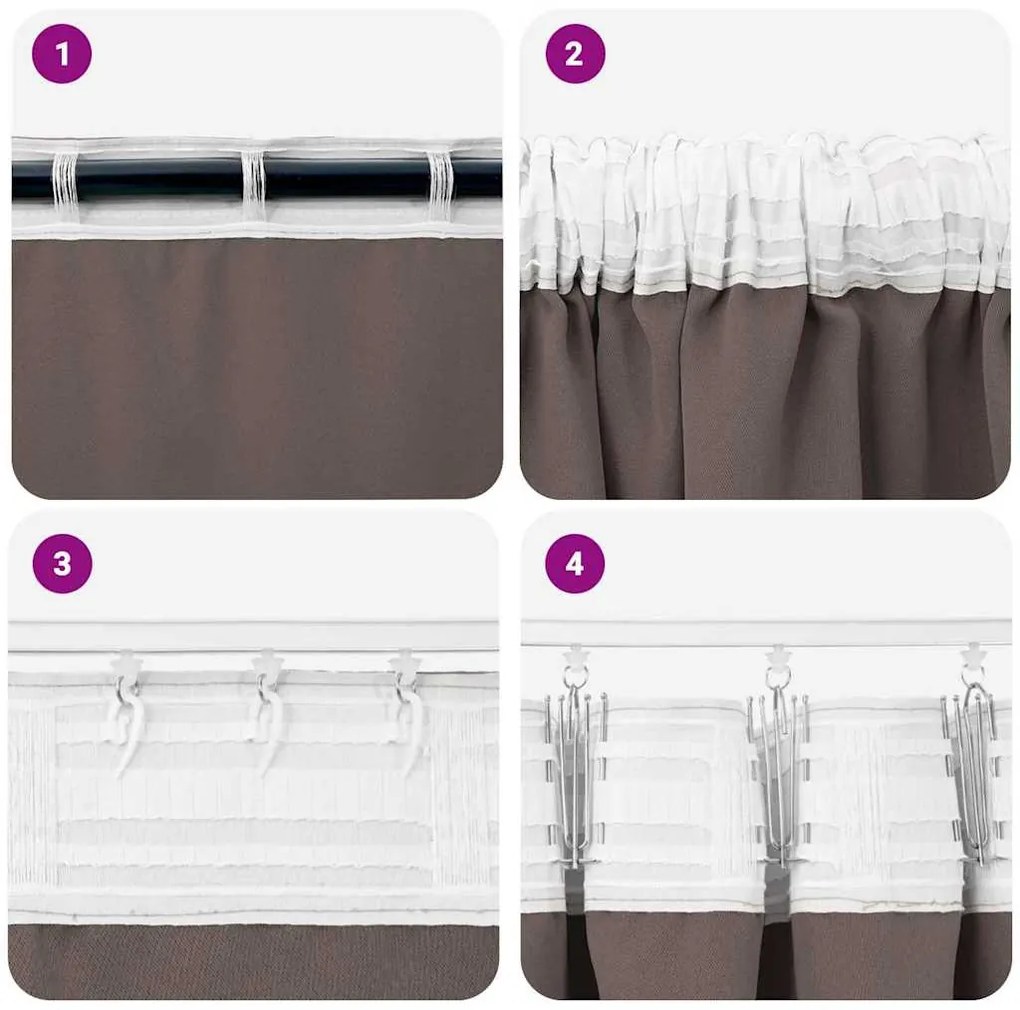 Függönyök függönyökkel 2 pcs sötétbarna 260x140cm Poliészter