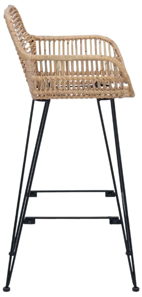 Bárszék 2 pcs Természetes 55 x 52 x 92 cm Rattan és Vas