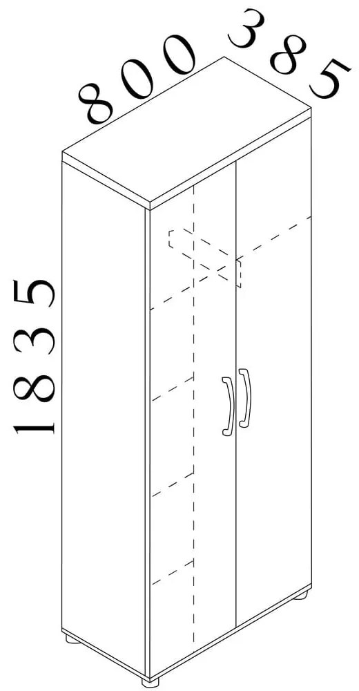 Magas széles gardrób Visio LUX 80 x 38,5 x 183,5 cm, dió