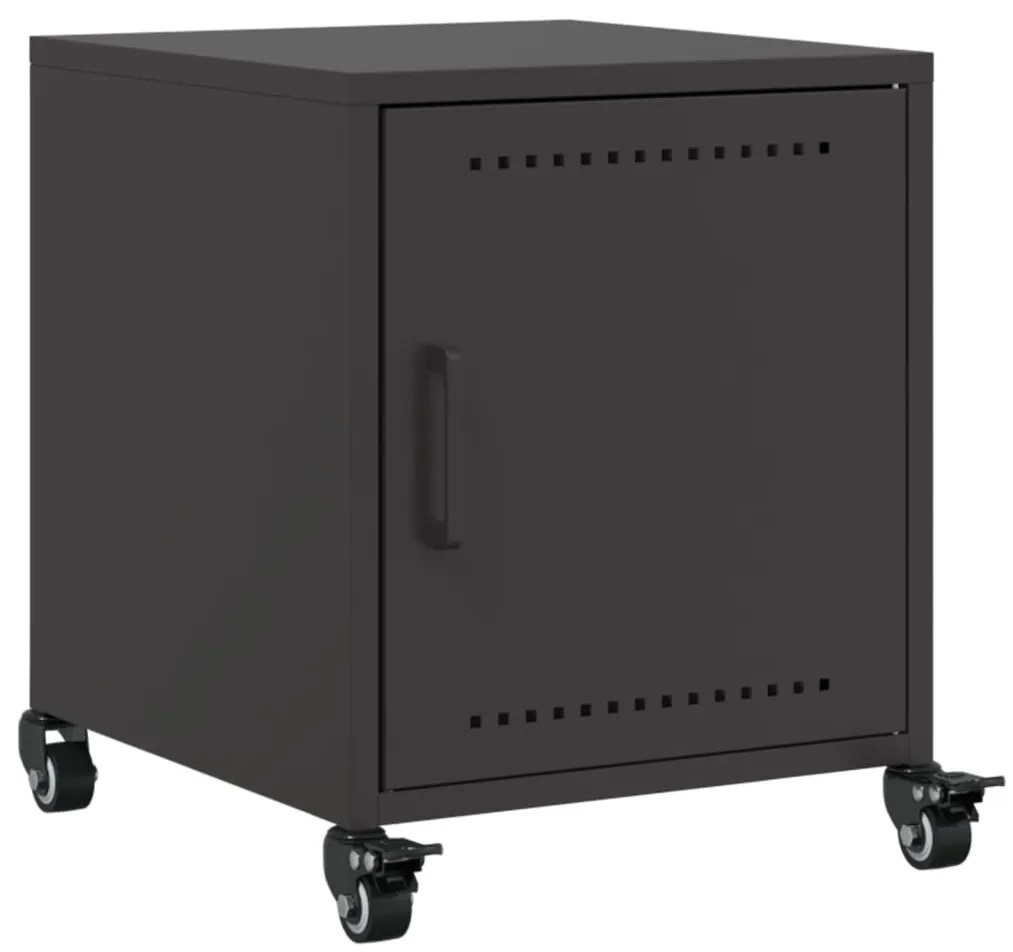 2 db fekete acél éjjeliszekrény 36x39x43,5 cm