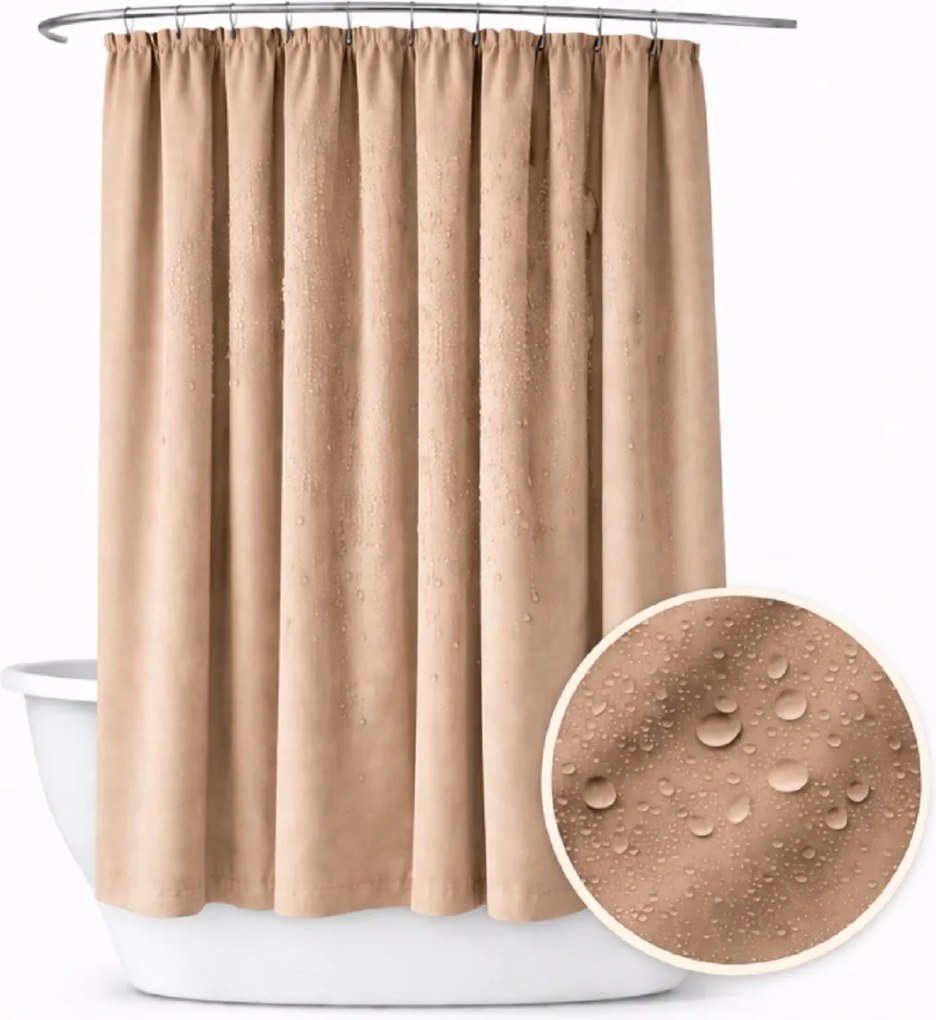 Fürdőszobai függöny 150x200 vízálló zuhany szalag béka bézs