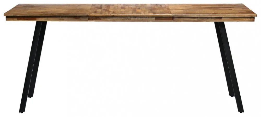 tömör újrahasznosított tíkfa/acél étkezőasztal 180 x 90 x 76 cm