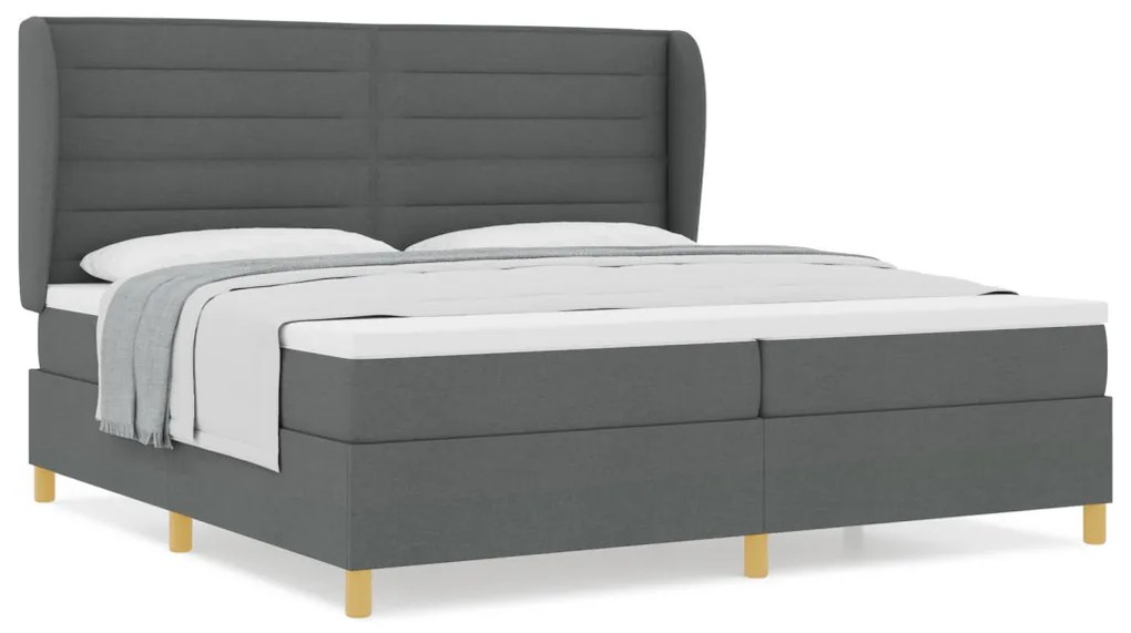 Boxspring Ágy Matrac Esernyő Szürke 200x200 cm Szövet