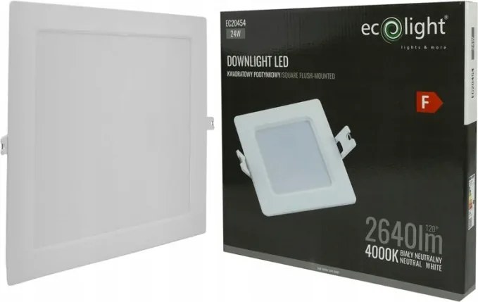 Mennyezeti Led lámpa Süllyesztett lámpatest Négyzet alakú 24W 4000K Semleges Fehér