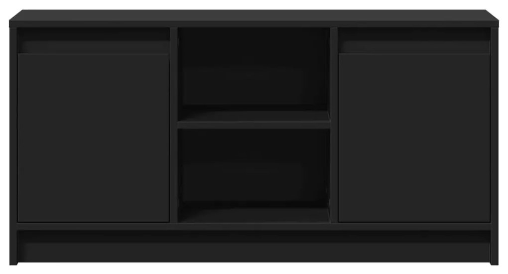 fekete szerelt fa TV-szekrény LED-ekkel 100 x 34 x 50 cm