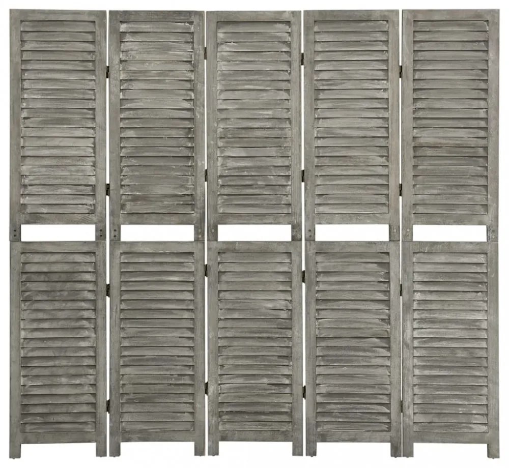 szürke 5 paneles tömör faparaván 179 x 166 cm