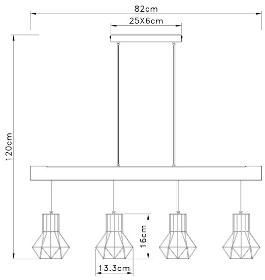 Globo 54017-4H3 - Csillár zsinóron PRISKA 4xE27/40W/230V