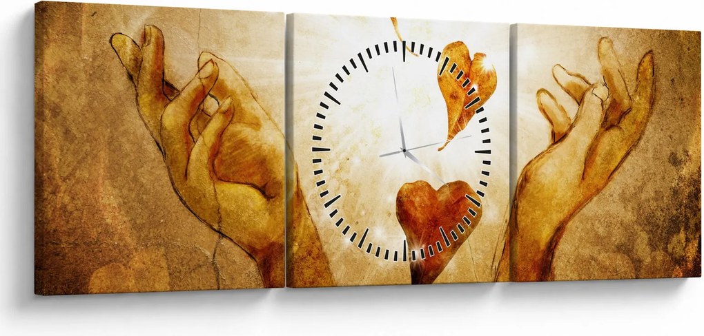 Kép - Szeretettel teli kezek festménye (órával) (90x30 cm)