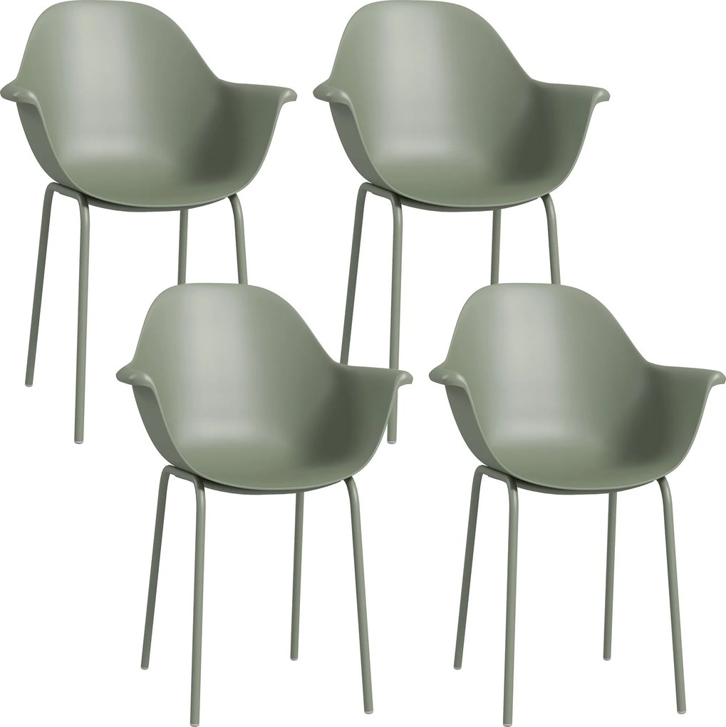 Outsunny 4 darabos Kerti Szék Készlet - Időjárásálló Műanyag Kerti Székek Karfával és Háttámlával, Teraszi Szék, Max. 120 kg Terhelhetőség, Kerti Búto