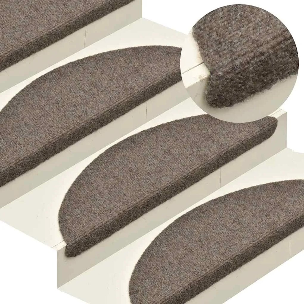 10 db krémszínű tűlyukasztott öntapadó lépcsőszőnyeg 65x21x4 cm