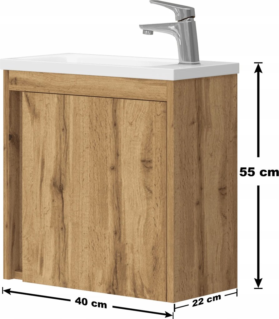 40-es akasztós szekrény wotan tölgy mosdóval Omeble