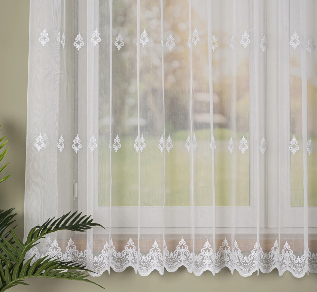 Mg FH0040 Bambusz markizeta fényes Fehér hímzés 170cm magas Ár!! 0,5m R