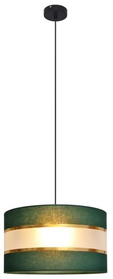 Csillár zsinóron HELEN 1xE27/15W/230V átm. 35 cm zöld/arany