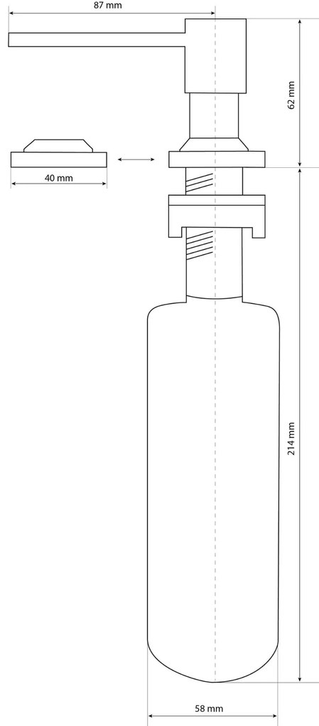 Mosogató Quality Quatro, mosogatószer adagoló mosogatóhoz 400ml, matt fekete, SKQ-DOK-BK
