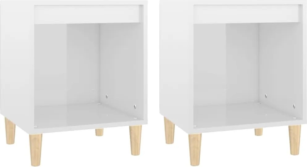 vidaXL 2 db magasfényű fehér éjjeliszekrény 40x35x50 cm