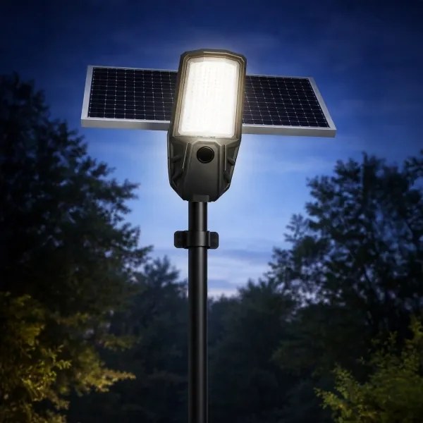LED dimmelhető utcai lámpa érzékelővel és napelemmel KOBRA 400W/24000 mAh IP65 antracit + távirányító