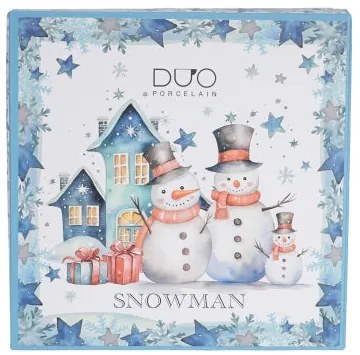 Karácsonyi hóemberes porcelán desszertes tányér szett 2db-os díszdobozban Snowman