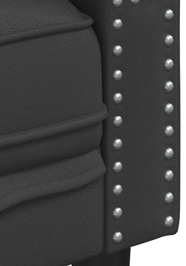 Chesterfield kanapé Argyle Fekete 194 x 74.5 x 70.5 cm Műbőr