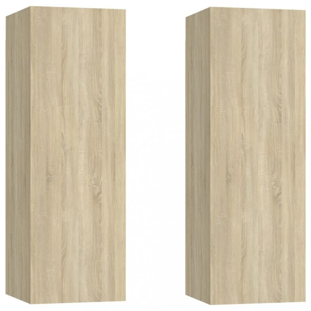 2 db sonoma tölgy szerelt fa TV-szekrény 30,5x30x90 cm