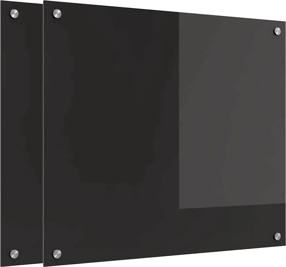vidaXL Konyhai splashback 2 pcs Fekete 70 x 60 cm edzett üveg