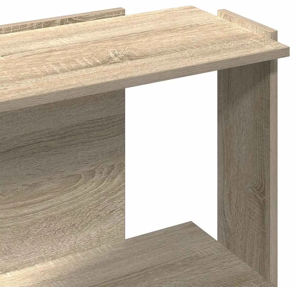 3 szintes sonoma tölgy színű szerelt fa könyvespolc 60x30x80 cm