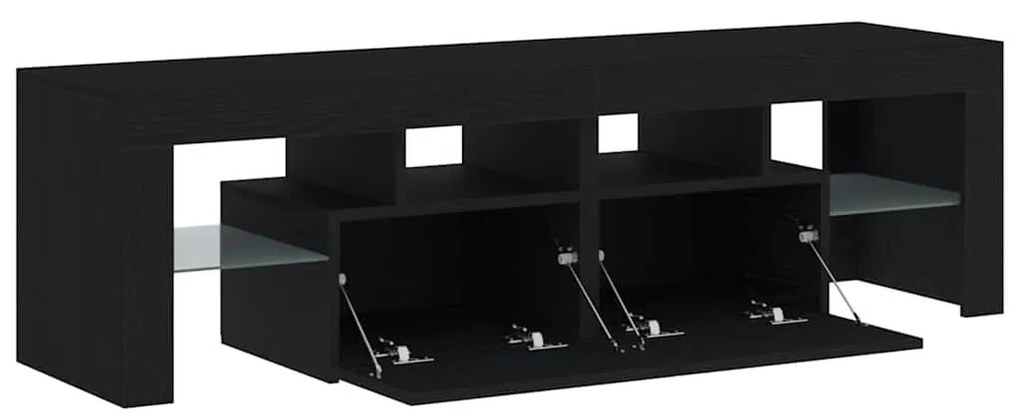 fekete tölgy szerelt fa TV-szekrény LED-ekkel 140x36,5x40 cm