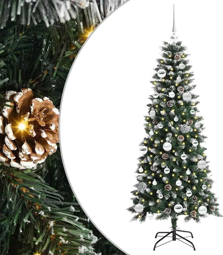 vidaXL Mű karácsonyfa 150 LED-del Zöld 150 cm PVC és Műanyag és Acél