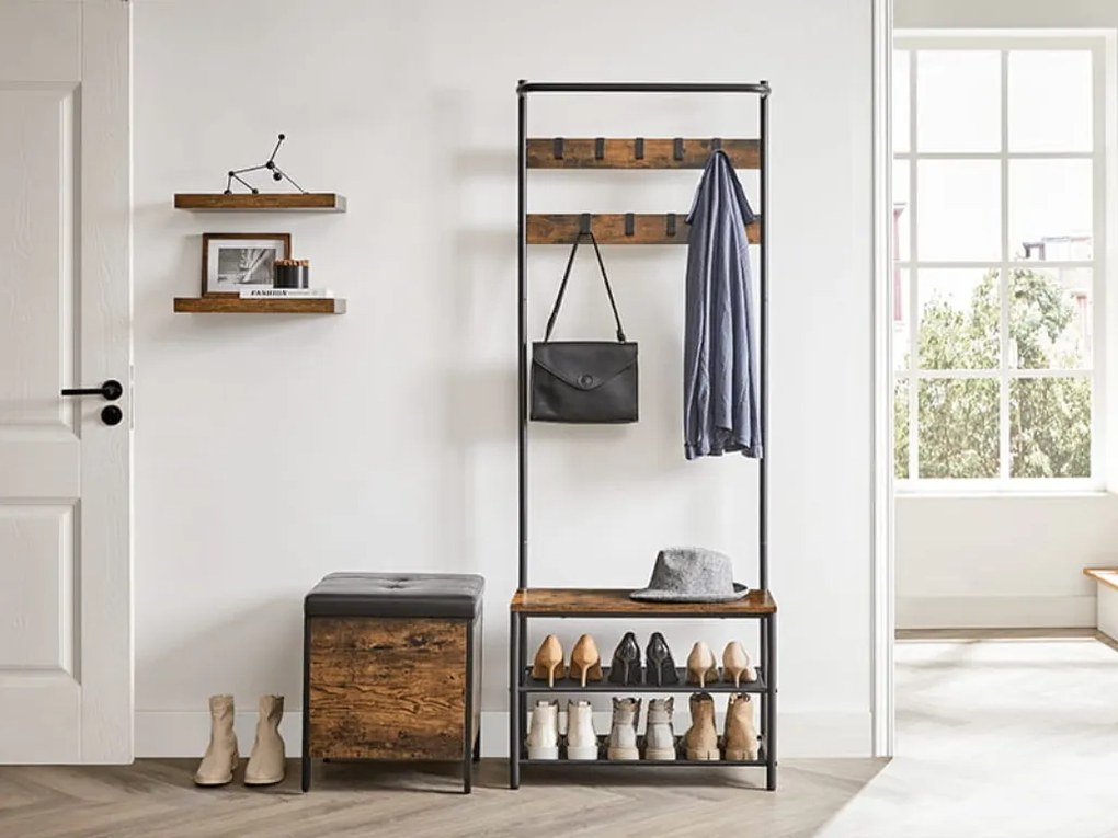 Előszobafal TAYLOR cipőtartóval 180x64 cm, rusztikus barna