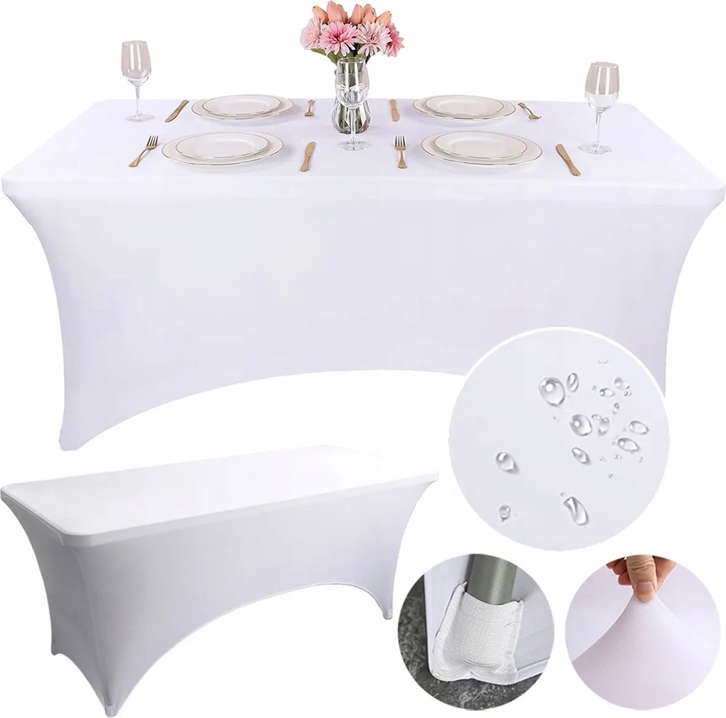 Asztalhuzat Asztalterítő Rugalmas Bankett Catering Spandex Fehér