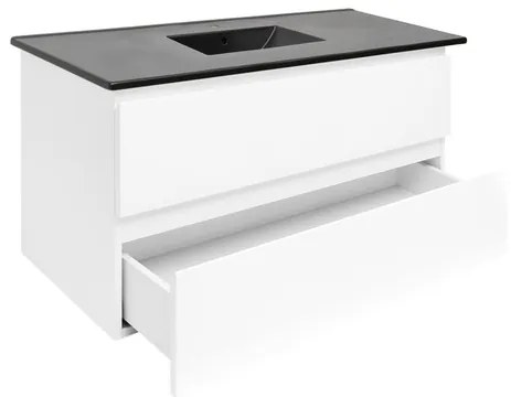 SAT B-Way Fürdőszobaszekrény mosdóval 99x50x45 cm fehér fényes BWAY2100WU4B