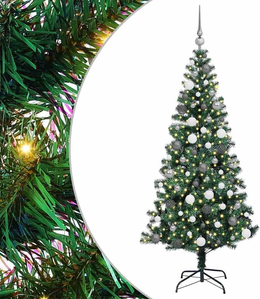 vidaXL Mesterséges, előre világított karácsonyi fa Zöld 180 cm
