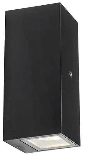 Fali lámpa fekete 2-lámpás IP44 szürkületérzékelővel - Baleno II