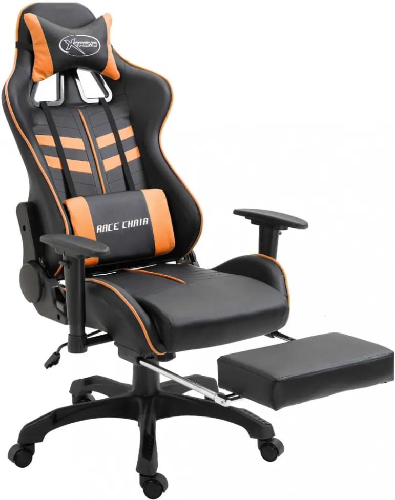 Narancssárga pu gamer szék lábtartóval