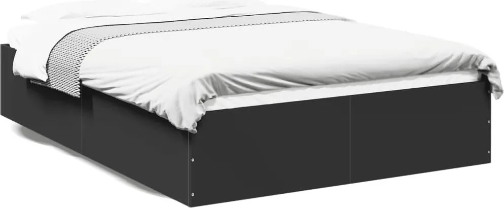 vidaXL fekete szerelt fa ágykeret 120 x 190 cm