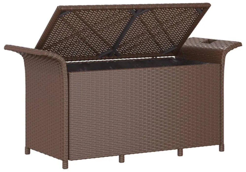 barna polyrattan kerti pad párnával 116 x 46 x 57 cm