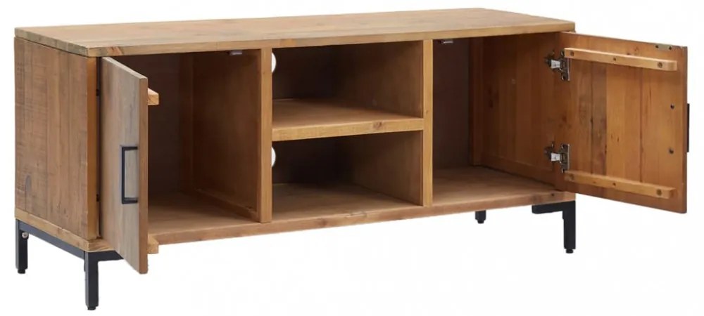 barna tömör újrahasznosított fenyőfa TV-szekrény 110x35x48 cm