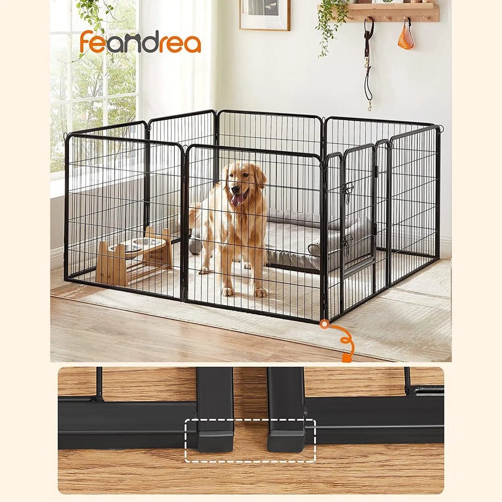 Kutya kennel, kutyaketrec 77 x 80 cm, kültéri kisállat kifutó, fekete