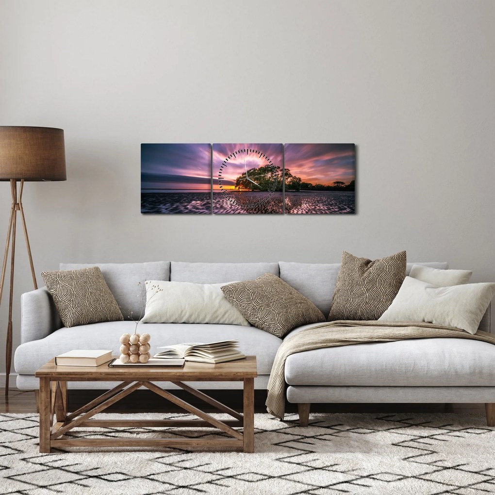 Egy fa a tengerparton képe (órával) (90x30 cm)