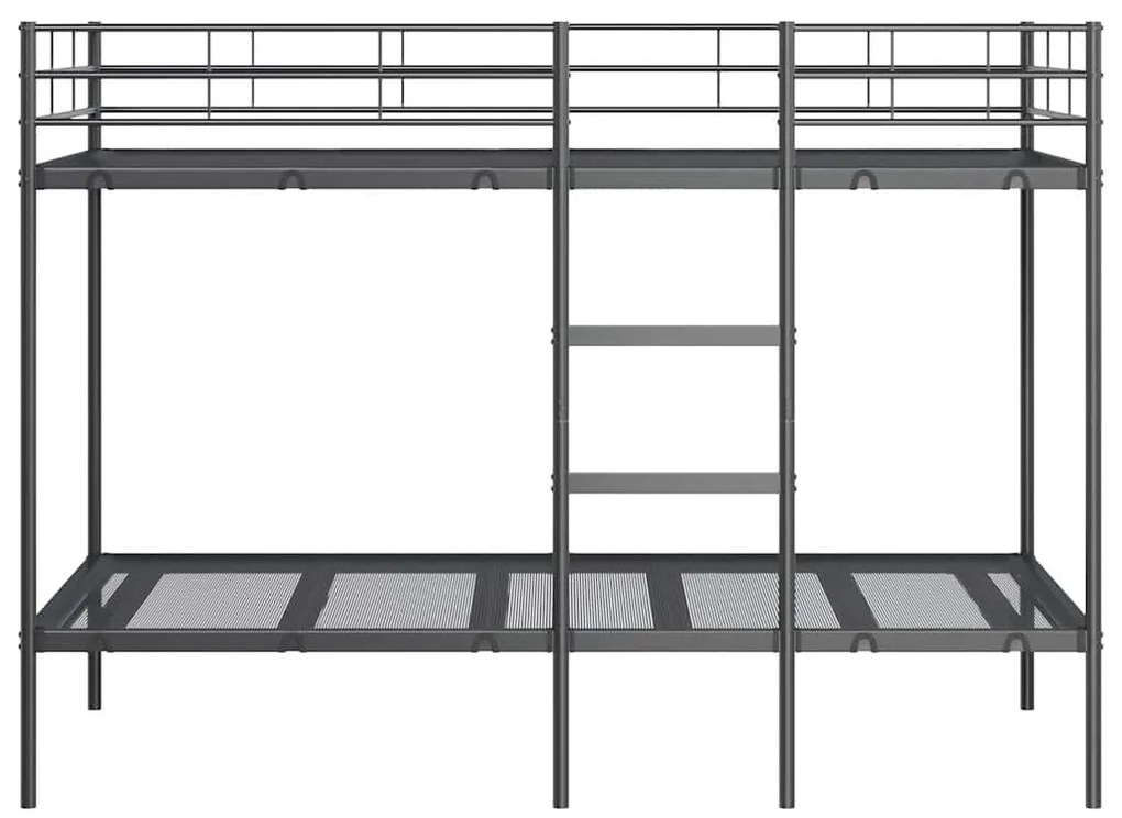 fekete acél emeletes ágy matrac nélkül 90 x 200 cm