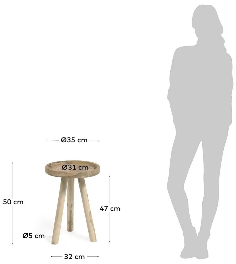 Teakfa kerek tárolóasztal ø 35 cm Glenda – Kave Home